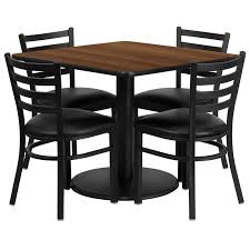 36'' square walnut laminate table set
