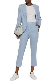 Filippa K Woman Emma Cropped Crepe Tapered Pants Light Blue