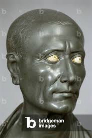 Image of Green schist bust of Julius Caesar with marble eyes, Roman
