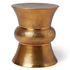 India Artisan Made Gold Drum Side Table Drum Side Table Homemade Sofa Brass Accent Table