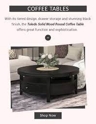 Your farmhouse coffee table with storage is complete! Toledo Solid Wood Black Modern Round Coffee Table In 2021 Round Coffee Table Modern Coffee Table Round Wood Coffee Table