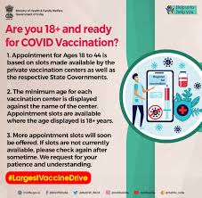 Covid 19 vaccination drive for the 18+ years old adults has started from may 1st, 2021. Ministry Of Health On Twitter Registration For Vaccination Of 18 Citizens Has Begun On Cowin Platform Aarogya Setu App Book Your Slot Now Largestvaccinedrive Unite2fightcorona Https T Co Xxmyn4uw80