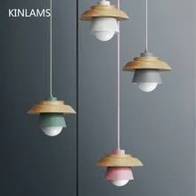 Designer Nordic Simple Wood Pendant Lights Led Hang Lamp Colorful Aluminum Fixture Kitchen Island Ba In 2020 Wood Pendant Lamps Wood Pendant Light Cheap Pendant Lights