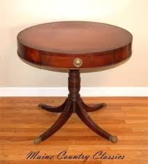 Vintage Duncan Phyfe Style Mahogany Drum Table With Leather Top Mid Century Ebay Drum Table Vintage Furniture Duncan Phyfe
