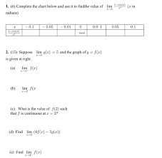 Solved 1 6 Complete The Chart Below And Use It To Find