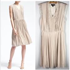 Banana Republic Dresses Lace Dress Pleated Skirt Cream 8 Poshmark