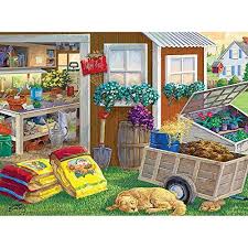 Bits And Pieces 300 Piece Puzzles Bits And Pieces 300 Large Piece Jigsaw Puzzle For Adults Summer Planting Shed Dog And Puppy By Arti Larger Piece Jigsaw Puzzles Plant Shed Summer Plants