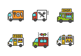 Food Truck Filled Icons By Icon Stall Food Truck Truck Icon Doodle Drawings