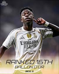 🚨🇧🇷OFFICIAL: Vinicius Jr is ranked at the 16th place for ...