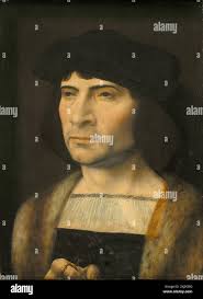 Renaissance painting attributed to Jan Gossaert (Mabuse) showing a male  figure, focusing