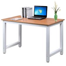 Yaheetech Modern Simple Design Home Office Desk Computer Table Wood Desktop Metal Frame Study Writing Desk Workstation Walmart Com Wooden Office Desk Simple Office Desk Simple Desk