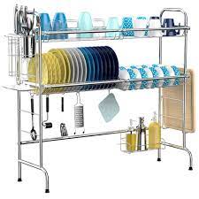 It is 100% rustproof because it was made from stainless steel. Ispecle 2 Tier Large 201 Stainless Steel Dish Rack With Utensil Holder Hooks Stable Bend Foot For Kitchen Counter Non Slip Over The Sink Dish Drying Rack Dish Racks Kitchen Dining Emosens Fr