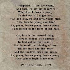 Brown Penny W B Yeats Yeats Poems Poem Quotes Poem A Day