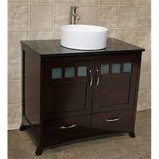 This beautiful natural stone vanity top is attached to a white vitreous china undermount bowl with a safety overflow hole. Solid Wood 36 Bathroom Vanity Cabinet Black Granite Top Vessel Sink Tr9 Amazon Com