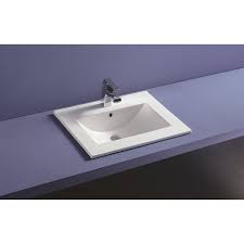 Vasques salle de bain : Plan Vasque Ceramique A Encastrer Thin Profondeur 46 Cm Robinet Co