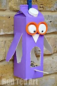 Juice Carton Crafts Owl Bird Feeder Red Ted Art S Blog Juice Carton Crafts Milk Carton Crafts Bird Feeder Craft