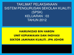 Sistem maklum balas dan aduan ukm (efact) dibangunkan untuk menyepadukan lima sistem aduan dan maklum balas di ukm seperti sistem pelaporan kerosakan. Ppt Taklimat Pelaksanaan Sistem Pengurusan Sekolah Kualiti Spsk Keluaran 03 Tahun 2012 Powerpoint Presentation Id 970334