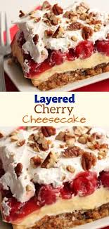Layered Cherry Cheesecake In 2020 Cherry Pie Filling Recipes Cherry Desserts Cherry Pie Filling Dessert