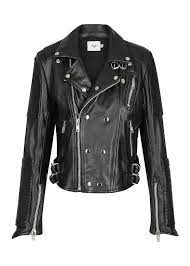 Aje Black Leather Bowie Jacket With Embossed Logo Jackets Designer Outfits Woman Leather Jacket