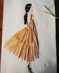 تصميم أزياء من خامات جديدة imagination of artist fashion illustration collage fashion art illustration creative artwork
