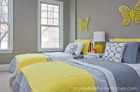 Transitional blue, gray and yellow bedroom. Yellow Bedroom Fp Yellow Bedroom Decor Grey Bedroom Design Bedroom Colors