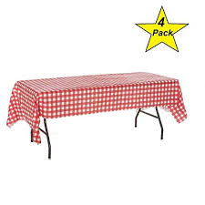 Oojami Pack Of 4 Plastic Red And White Checkered Tablecloths 4 Pack Picnic Table Covers Checkered Tablecloth Picnic Table Covers White Table Cloth