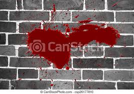 Blood splatter on brick wall. Blood Splat On Brick Wall A Single Blood Splat Effect On A Black And White Brick Wall Canstock