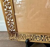 Ornate Gold Metal Picture Frame with Intricate Floral Design 10/11.5 Inches