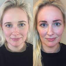 Microblading is a hot new beauty trend, bringing confidence to those were not gifted with full eyebrows. Microblading Before And After Picture With Blonde Hair And Dark Brows Dark Eyebrows Blonde Hair Dark Eyebrows Mircoblading Eyebrows