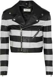 Black And White Striped Leather Jacket Shopstyle Striped Leather Jacket Leather Jacket Zipped Leather Jacket