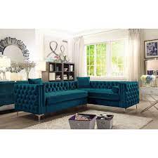 3.5 out of 5 stars with 4 ratings. Chic Home Susan Teal Elegant Velvet Deeply Tufted Right Facing Sectional Sofa Overstock 17239872