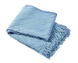 It's knit from a slightly textured cotton yarn in a soft, neutral gray hue. Reversible Knit Throw Blanket With Diamond Pattern For Couch Sofa Bed Chair 130 150 Cm Blue Buy Online In Dominica At Dominica Desertcart Com Productid 63927482