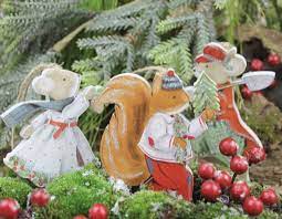 GISELA GRAHAM CHRISTMAS WOODLAND WOOD MR MRS MOUSE SQUIRREL DECORATION |  eBay