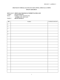 Borang kehadiran mesyuarat spsk 2019 notis panggilan mesyuarat panitia by hasniza hashim 1 3 tarikh 30 julai 2013 bil agenda maklum balas 1 4.1. Borang Kehadiran Mesyuarat