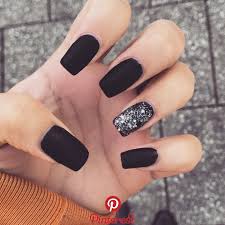 140 diseños de uñas decoradas en color negro. Unas Negras Largas Unas Negras Largas Silver Nails Black Nails With Glitter Short Acrylic Nails