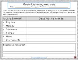 Music Analysis Listening Journal Sheets Concept Maps And Tables Teaching Music Music Appreciation Music Education