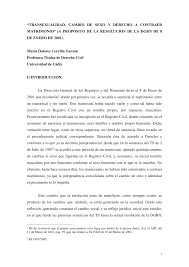 PDF) Transexualidad, cambio de sexo y derecho a contraer matrimonio
