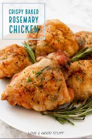Crispy Baked Rosemary Chicken Thighs Recipe Baked Rosemary Chicken Thighs Rosemary Chicken Baked Clean Eating Vegetarian Recipes