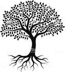 A Simple Graphic Tree Drawn On 3 Layers With Leaves Branches And Tree With Roots Drawing Tree Drawing Simple Tree Drawing