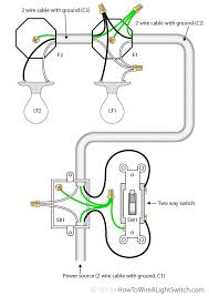 This diagram illustrates wiring for one switch to control 2 or more lights. 2 Way Switch With Power Feed Via Switch Multiple Lights How To Wire A Light Switch Home Electrical Wiring Electrical Wiring Light Switch Wiring