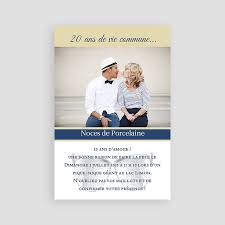 Invitation Anniversaire Mariage Noce Porcelaine 20ans Echantillon Offert Carteland