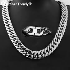 21mm 60cm Heavy Cuban Chains Men Hip Hop Jewelry Wholesale Silver Thick Stainless Steel Long Big Chunky Hiphop Necklace Gift