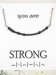 You Are Strong Morse Code Necklace Workout Necklace Etsy Morse Code Necklace Morse Code Paper Jewelry