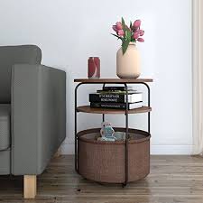 Lifewit 3 Tier Round Medium Side Table End Table Nightstand With Storage Basket Modern Collec End Tables With Storage Small Side Table Side Table With Storage