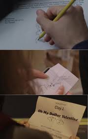 It Was Clay Who Was Leaving Those Notes For Hannah Also Hannah Was Clay S Top Choice For Dollar Valentines 13reasonswhy For clay, as he listens to hannah's story, the valentines come to symbolize yet another lost opportunity.