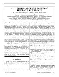 Pdf How Psychological Science Informs The Teaching Of Reading