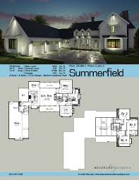 They are usually two story with a covered front or wrap around porch. 1 1 2 Story Modern Farmhouse House Plan Summerfield Farmhouse Style House L Shaped House Plans Garage House Plans