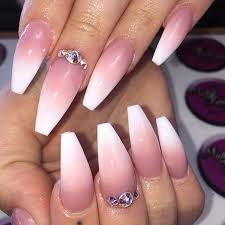 Pink and white ombré overlay over natural nail. Matte Pink And White Ombre Acrylic Nails Coffin Novocom Top