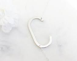 Silver Initial Necklace Sideways Initial Necklace Initial Necklace Oversized Initial Necklace Letter Necklace Mothers Day Gift For Mom Initial Necklace Silver Initials Sideways Initial Necklace