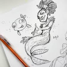 Mermay Drawing Wiff Waffles Cartoon Art Styles Mermaid Drawings Drawings